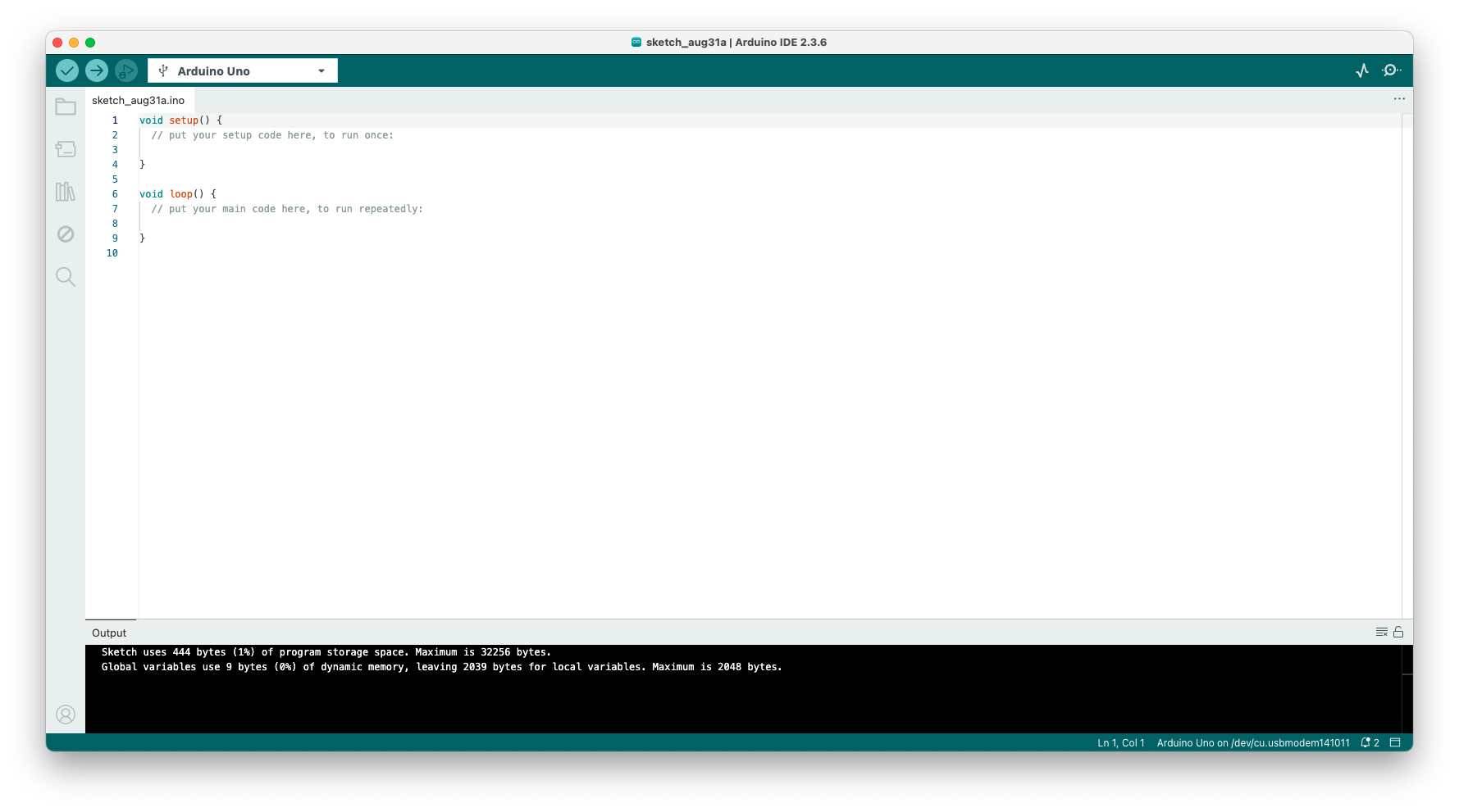 A screenshot of the Arduino IDE with the Verify button and Upload button highlighted.